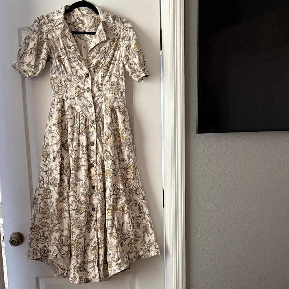 Pilcro Cream Floral Midi Dress